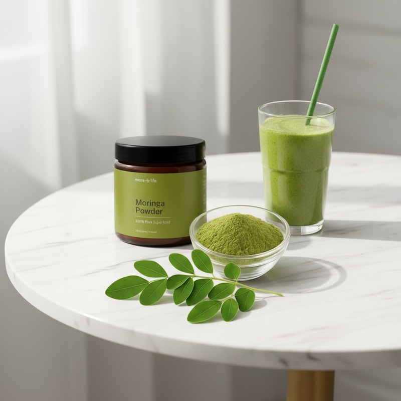 Moringa Powder Realistic Table Scene